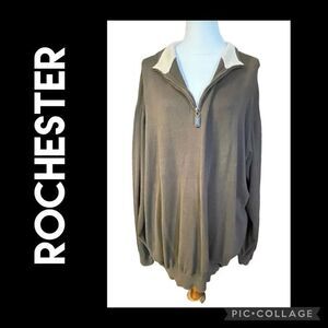 Rochester 100% Pima Cotton Half Zip Pullover Brown/Tan Men’s Sweater Size 3XL